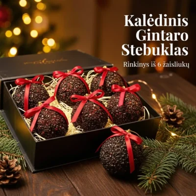 Gintaro kalėdiniai žaisliukai 6vnt. - "Kalėdų Magija"