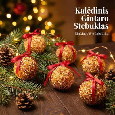 Gintaro kalėdiniai žaisliukai 6 vnt. - "Kalėdų sapnas"